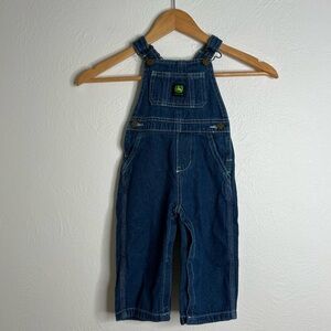 John Deere Baby Denim Overalls Classic Blue Jean Adjustable Straps Pockets18M